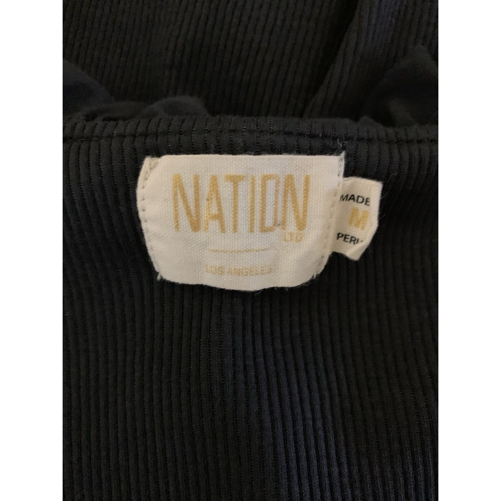 Nation LTD Medium Black Ribbed Ruffle‎ Tie Front Long Sleeve Cardigan - Picture 4 of 5